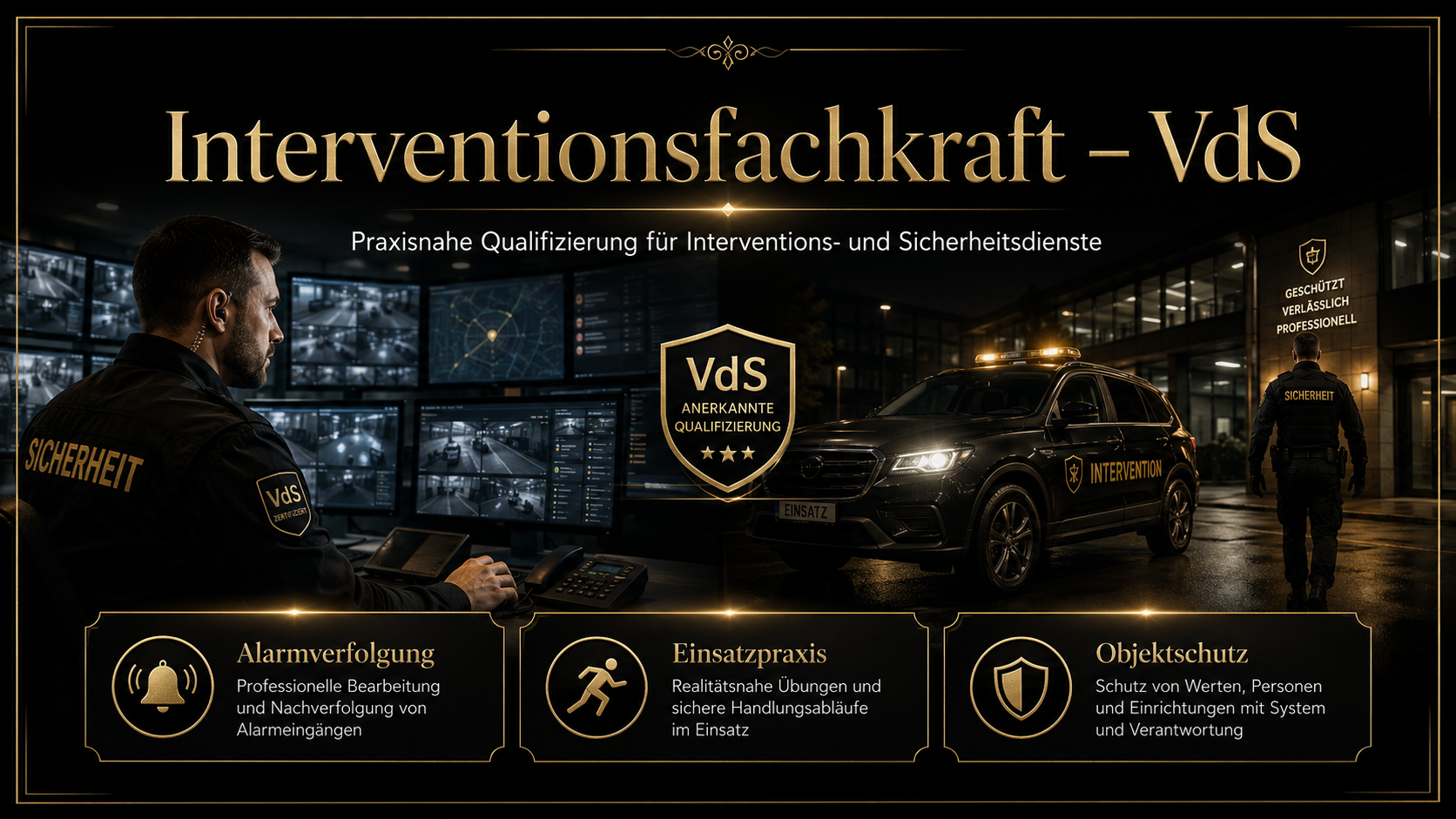 Vorbereitung auf die Interventionsfachkraft-VdS Hier erfahren Sie mehr zum Vorbereitungskurs auf die Interventionsfachkraft - VdS.
